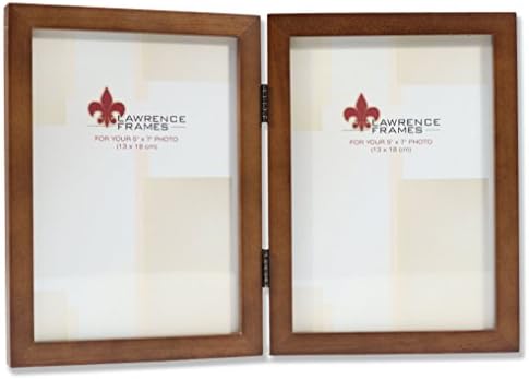 Lawrence Frames 766057d Nutmeg Wood Wood Balbing Double Picture Frame, 5 cu 7-inch