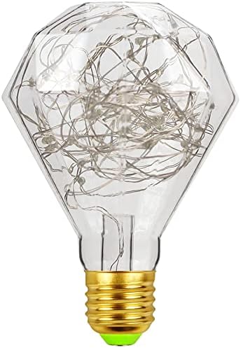 ASMSW plat diamant în formă de zână bec cu filament de cupru, LED Edison Starry decorative Vintage șir bec Edison Becuri pentru
