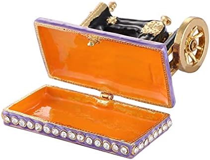 Qifu Vintage Machine de cusut stil violet mini bijuterii cutii de trinket cu balamale, gfit unic pentru familie