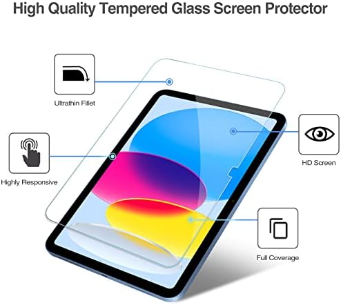 Protector de ecran Procase 2 Pack Sticla temperat pentru iPad 10.9 10th Generation 2022 A2696/A2757/A2777 Bundle cu protector