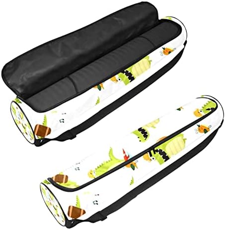 RATGDN Yoga Mat Bag, drăguț crocodil model exercițiu Yoga mat Carrier Full-Zip Yoga Mat Carry Bag cu curea reglabilă pentru femei bărbați