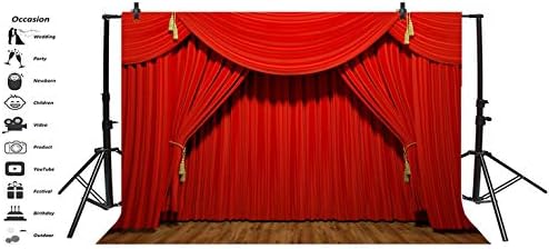 Baocicco 12x10ft vinil teatru scenă fundal interior fotografie fundal lumini de scenă perdele roșii podea din lemn Festival