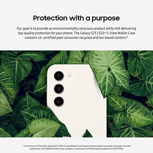 SAMSUNG Galaxy S23 + plus S-View portofel telefon caz, capac de protecție W / Slot titularul cardului, deget robinet clar fereastra,