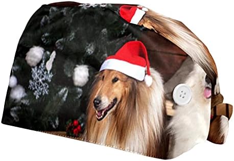 Niaocpwy 2 pachet Crăciun drăguț câine cățeluș de lucru cu bandă de transpirație pentru bărbați pentru femei, șapcă de turban