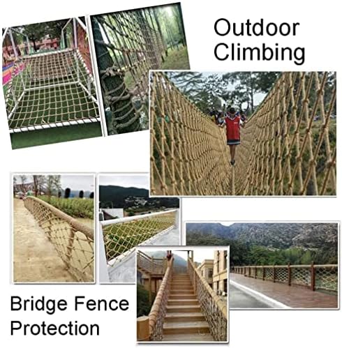 OUYOXI Rope Netting Heavy Duty în aer liber balustrada Decor cânepă coarda Cargo Net loc de joaca pentru copii alpinism plasă