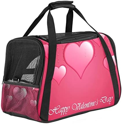 Pet Carrier, Soft-Sided Pet Travel Carrier pentru pisici câini catelus, Valentine roșu dragoste inima model