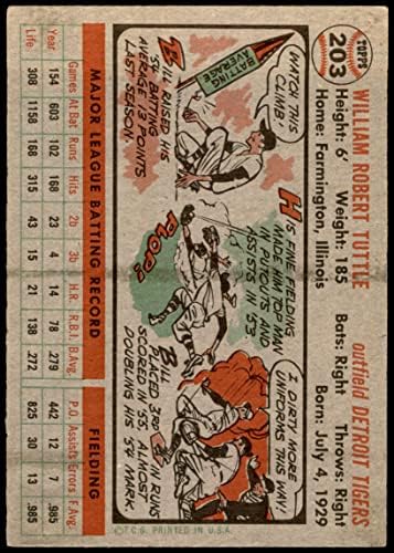 1956 Topps 203 Bill Tuttle Detroit Tigers ex -tigri