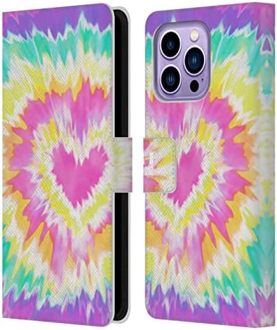 Cap de caz modele Tie Dye inima colorate dragoste piele Carte portofel caz acoperi compatibil cu Apple iPhone 14 Pro Max