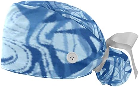 2 PC -uri Asistente medicale Caps pentru femei Părul lung, colorat colorat colorant Cap Cap de lucru cu buton și bandă de transpirație