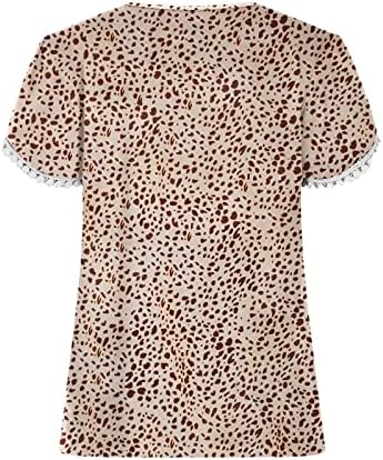 Femei Leopard imprimare maneca scurta tricou Plus Dimensiune Vrac se potrivesc Casual Vara Tee Topuri Crewneck confortabil