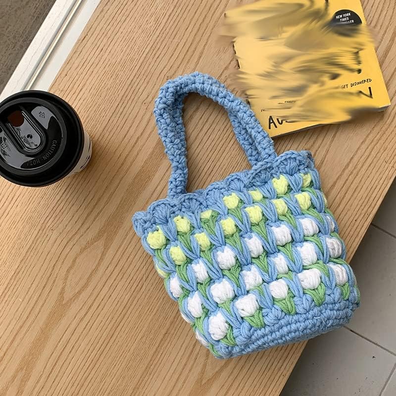 Xbwei floare sac DIY mână tricotat sac lână croșetat tricotat cadou