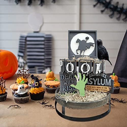 Decorațiuni de tavă cu niveluri de Halloween Decor de Halloween Gnome Gnome Farmhouse Autumn Toamna Furnizări Grey Tray Decor