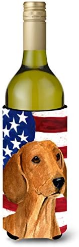 Caroline's Comorsures SS4049Literk SUA Steag american cu dachshund vinuri de vinuri îmbrățișare, mânecă rece cu mânecă hugger