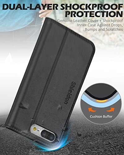 SHIELDON piele iPhone 8 Plus Portofel caz carte Flip Cover și [slot pentru card de Credit] Închidere magnetică compatibil cu