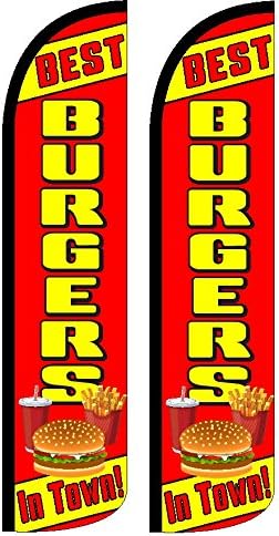 Cei mai buni burgeri din oraș Standard fără vânt Standard Polyester Swooper Flag Sign Sign Banner Pachet de 2