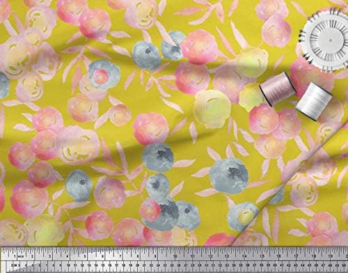 Soimoi bumbac Jersey Fabric flori & amp; frunze acuarelă imprimate ambarcațiuni Fabric de curte 58 Inch Wide