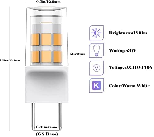 Becuri LED G8 20W înlocuire pentru cuptorul cu microunde GE 120V alb cald 3000K 50w echivalent T4 G8 base halogen led bec de