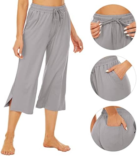 Sicvek pentru femei Capris pantaloni de picior drept decupat pantaloni de yoga petite casual lounge trageți pe jambiere capri