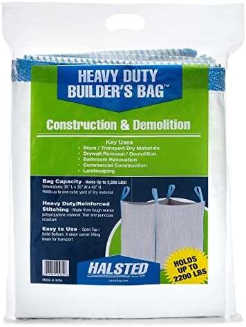 Bagster 3Cuyd Dumpster in a Bag are până la 3.300 lb, Green & Durasack Heavy Duty Builder's Bag - 200 de galoni albă țesută