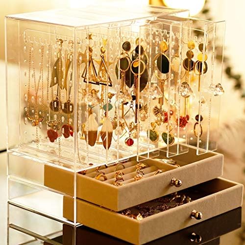 WYFDC Cutie de depozitare a bijuteriilor multifuncționale, cercei, cercei, bijuterii cutia de finisare transparentă, colier,