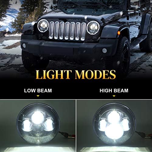 LX-LIGHT compatibil cu Jeep Wrangler TJ LJ, Negru 7 faruri cu LED-uri + negru 4 lumini de ceață cu LED-uri + lentile de fum