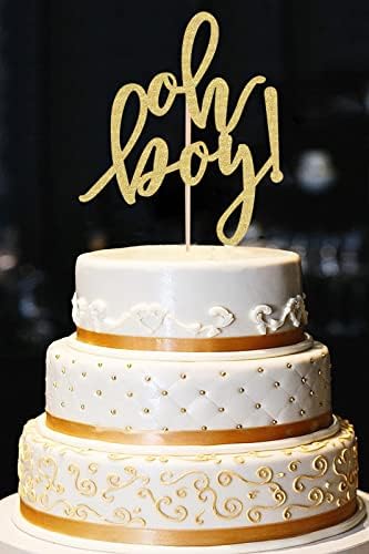 AHAORAY Oh Boy Cake Topper - Gold Glitter Baby gender Reveal Party Cake decorations Supplies, pentru Baby Shower / 1st Birthday