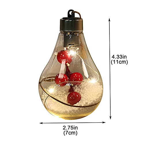 Bulb transparent de Crăciun condus pandantiv acasă nou cu ac de pin fructe de pin strălucitor bilă de Crăciun decorare agățată