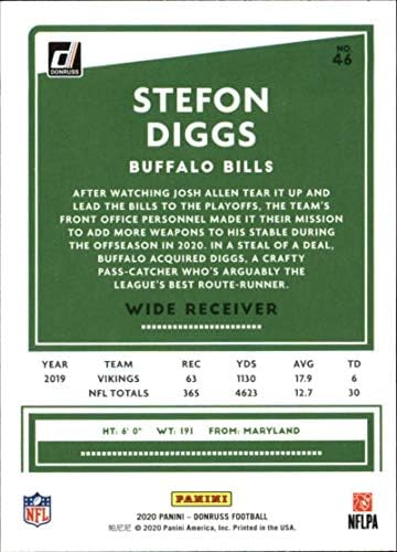 2020 Donruss 46 Stefon Diggs Buffalo Bills NFL Card de fotbal NM-MT