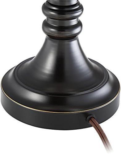 Regency Hill Lampă de masă tradițională cu accent de 13 înaltă bronz negru maro metal uplight, cu nervuri, nuanță de sticlă