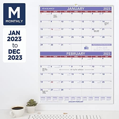 Calendar de perete AT-A-GLANCE 2023, 22 x 29, referință mare, de 2 luni