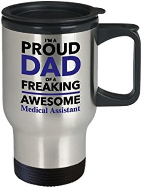 Tată mândru al unei cană de cafea medicală minunată de asistență medicală, cadou de Ziua Părinților pentru Daddy de la fiul