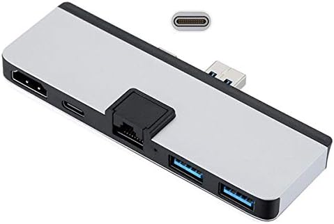 Xiwai tip-C USB-C până la HDMI și Dual USB3.0 OTG & RJ45 Gigabit Ethernet și Adaptor Power pentru Surface Pro 7