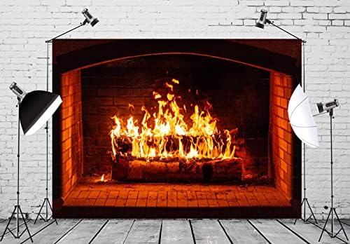 BELECO 10x8ft Fabricare Ardeți șemineu Fundal Jurnalele de lemn de foc aprins Focul Flaming Woods Iarna Crăciun șemineu Fotografie