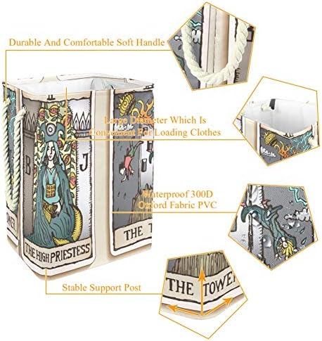 Inhomer Tarot Card 300d Oxford PVC haine impermeabile împiedică coș mare de rufe pentru pături jucării de îmbrăcăminte în dormitor