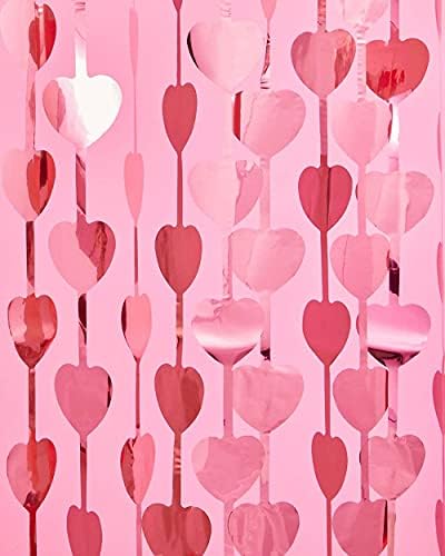 XO, Fetti Valentine ' s Day Heart Foil Cortina, decoratiuni pentru petrecerea burlacilor-Set de 2 / Rose Gold Bridal Shower
