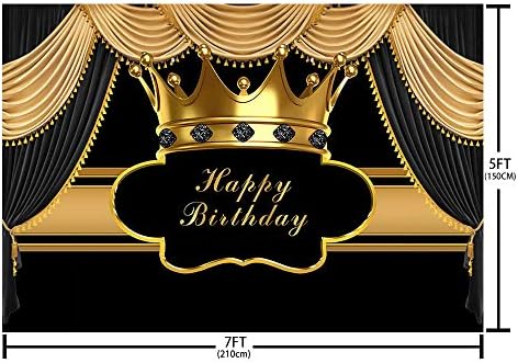 MEHOFOND Royal negru și auriu perdea Petrecere de aniversare decor fundal pentru bărbat băiat Prinț coroană de aur perdea strălucitoare