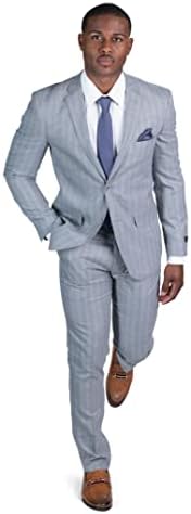 Azar Man Slim Fit 2 Buton Pinstripe Men's Suit Notch LAPEL LY7918