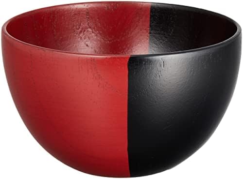 Higashide Lacquerware 4585 Bowl, roșu și negru, diametru 4,5 inci