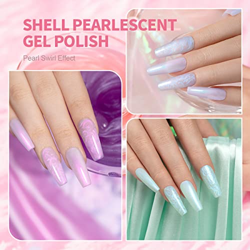 RARJSM Pearl Gel lac de unghii Set 6 culori sidefat coajă sclipici aur alb roz verde violet Shimmer Mermaid Unghii Gel poloneză