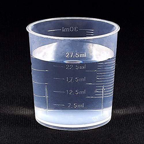 Bettomshin 50buc 30ml Metric formă dreaptă pahar din Plastic Transparent, cupe de măsurare lichide, gradat multifuncțional Cupa de amestecare Transparent pentru laborator, lapte, suc