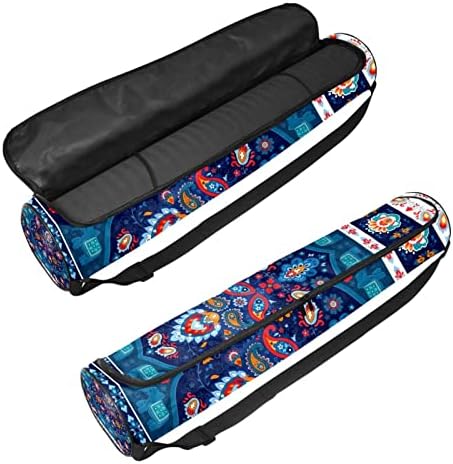 Yoga Mat Bag, Paisley model etnice Mandala exercițiu Yoga mat Carrier Full-Zip Yoga Mat transporta sac cu curea reglabilă pentru