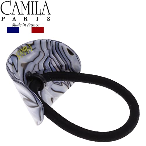 Camila Paris CP2966 Suporturi de coadă de cal pentru păr francez cravate, ovale, lucrate manual, Gri, agrafe de păr cu prindere