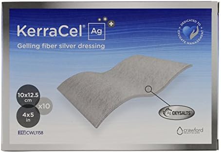 KerraCel Ag 4 x 5 gelifiant Fiber Silver ar îmbrăca - absoarbe și izolează drenajul rănilor și ucide bacteriile, Micro-contururi
