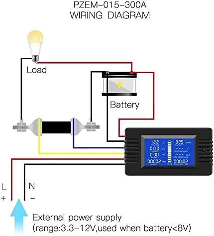 Contor de monitorizare a bateriei multifuncționale WYFDP, 0-200V, 0-300A LCD Afișare Digital Curent și Tensiune Detector de