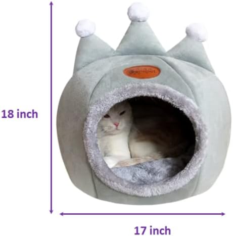Pat pentru pisici VSPET pentru pisici de interior, peșteră pentru pisici 2-în-1, casă pentru pisici, cort pentru pisici, colibă