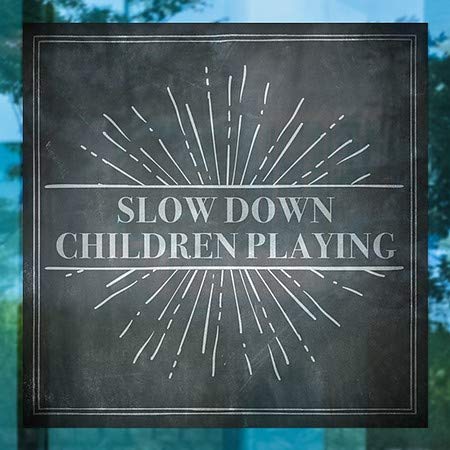 CGSIGNLAB | „Încetinește copiii care se joacă -Chalk Burst” Fereastra Cling | 24 x24