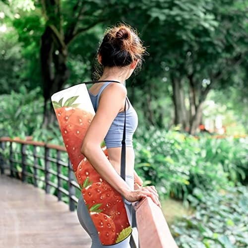 RATGDN Yoga Mat Bag, Strawberry Sunshine Exercise Yoga Mat Carrier Full-Zip Yoga Mat Carry Bag cu curea reglabilă pentru femei