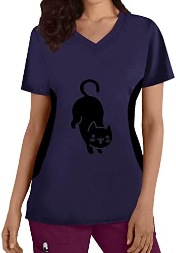 Femei tricou cu dungi pentru femei plus dimensiune top v gât pisici cu mâneci scurte cu mânecă scurtă imprimeu tricouri bluză