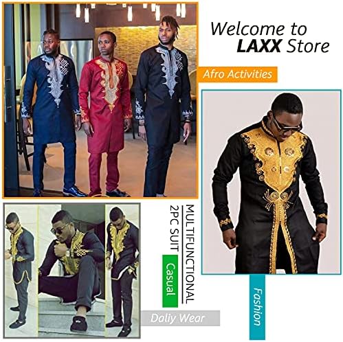 Set de costum african din 2 piese laxx pentru bărbați, tipărit de tipărire, tipar de tipărire, blat cu mânecă lungă și pantaloni,