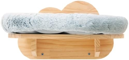 Shengocase 3 pachete în formă de nor din lemn masiv natural rafturi pentru pisici montate pe perete cu pat Cuddler, Pat pentru